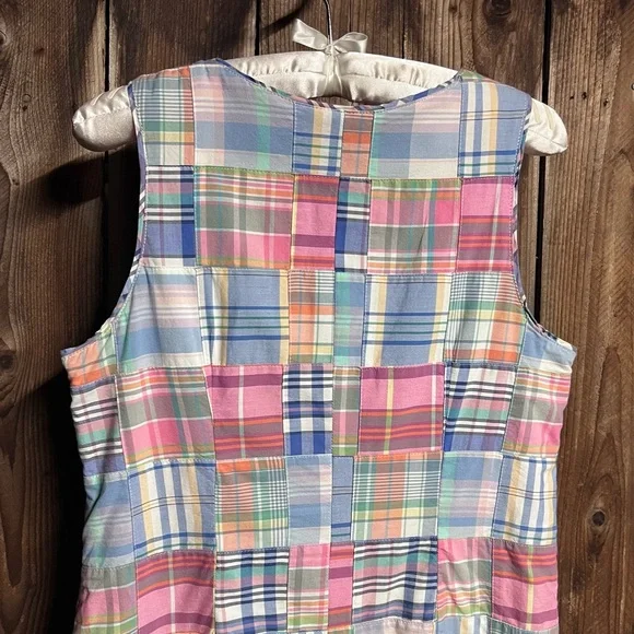 L.L.Bean Vintage Pastel Patchwork Plaid Girlhoodcore Shift Dress Sz 8 Petite - Picture 9 of 12